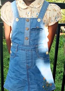 floral Denim Jumper Dress 🌷✨💛