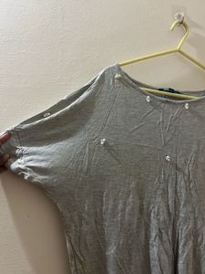 Gray Embellished Top