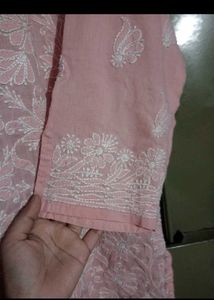 Pink Chikankari Short Kurti
