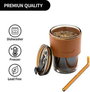 Glass Mug with Straw and Cover