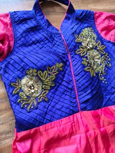 pink flare satin gown