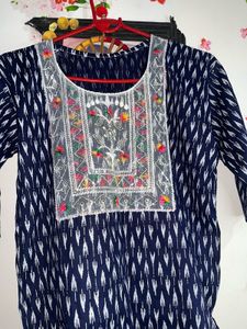 Embroidered Ikat Short Kurti