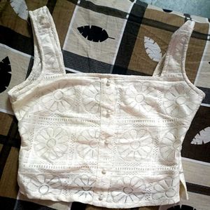 Off White Croset Crop Top