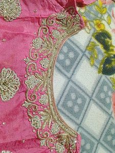 Elegant Pink Ethnic stitched kurti palazo and dupa