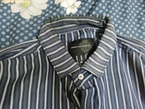 NAVY BLUE AND WHITE LINING SHIRT