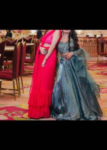 Ready to wear pink georgette saree with flare