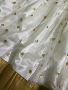 Golden Colour Soft Net Lehenga For Kids