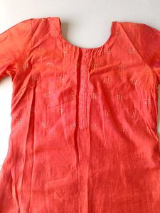 Orange Silk Kurta From Pantaloons