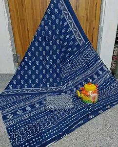 Cotton jaipuri Handprinted Mulmul Saree