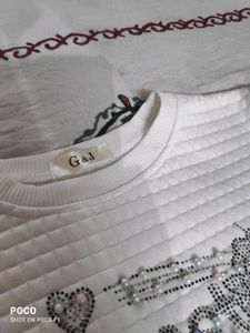 Women White Round Neck Sweater.... G &amp; J Brand...
