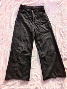 Wide Leg Black Denim Jeans (women's)