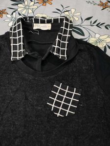 Grid Pattern Mixed Media Top