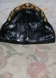 Vintage Rhinestone Snakeskin Clutch
