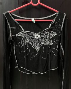 Y2K Black Long Sleeve Top