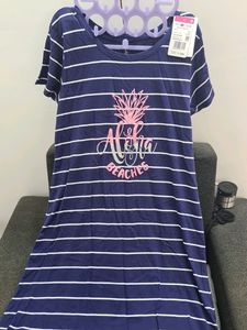 SHYLA Striped Round-Neck Nightshirt