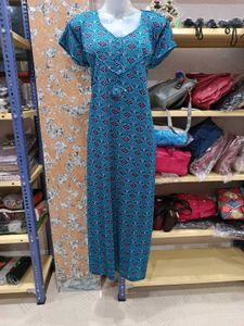 Printed Blue Maxi nighty