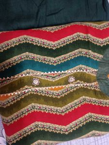 Colorful Zigzag Kurti Set Suit Salwar Dupatta