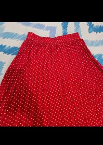 Red Accordian Pleated Maxi Skirt