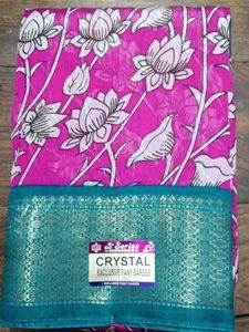 Beautiful Pink Floral Print Saree