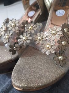 Gold Floral Heels