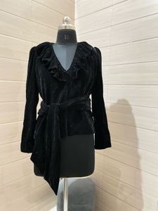 ZARA Elegant Black Velvet Jacket Blazer