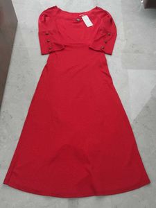 Red long shimmer party dress l size