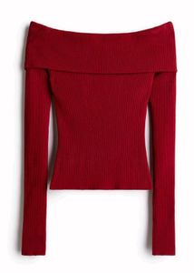 Red Off-Shoulder Knit Top