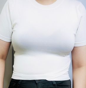 Chic White Half Sleeve T-Shirt for Women