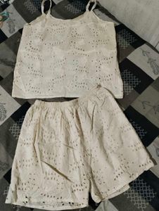 Offer Coords Set Eyelet Tank & Shorts Se