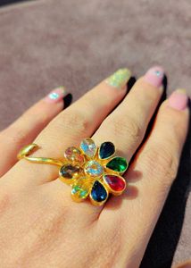 Colorful Gemstone Flower Ring