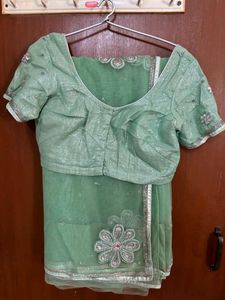 GREEN Shimmer Net SAREE