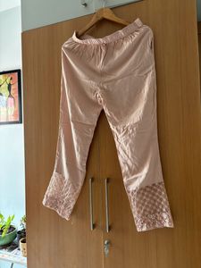 Anouk Peach Mirror-work Kurta with Trouser &amp; Dupat