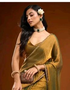 Elegant Golden Green Saree