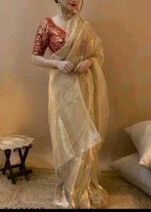 Organza Beige Saree