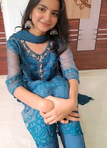 Kurti set(sea blue)🌷