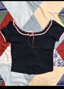 Cute Black & Pink Crop Top