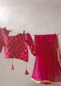 pink and Blue Lehenga Choli Combo Set