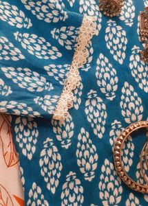 Elegant Blue Printed Short Kurti
