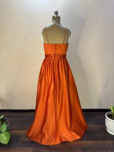 Rust orange Slip Dress With Cancan Layer