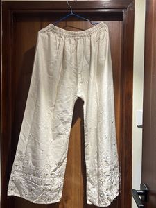 Embroidered Cream Palazzo Pants