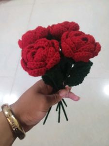 Crochet Red Rose Flower