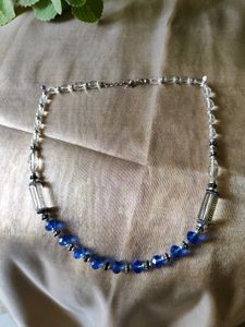 Blue &amp; Silver Beaded Necklace