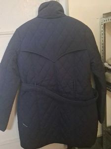 Navy Quilted Belted Coat