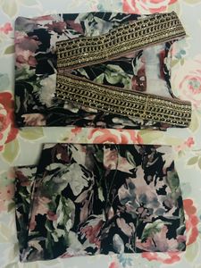 Floral Printed Lace Up &amp; Trouser