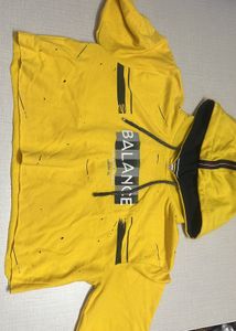 Yellow Cropped Hoodie