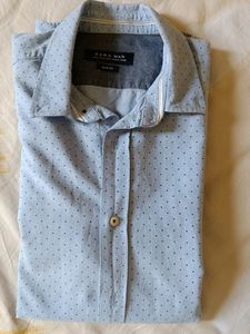 Zara Man Original Light Blue Shirt Medium Size