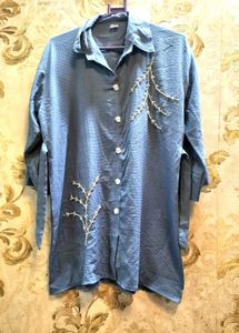 Blue Embroidered Co-ord Set.Size 46.Length32