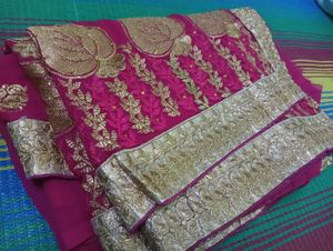 Elegant Pink Embroidered Saree