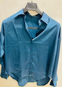 Silky Teal Button-Down Shirt