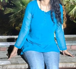 Blue Sheer Short Kurti